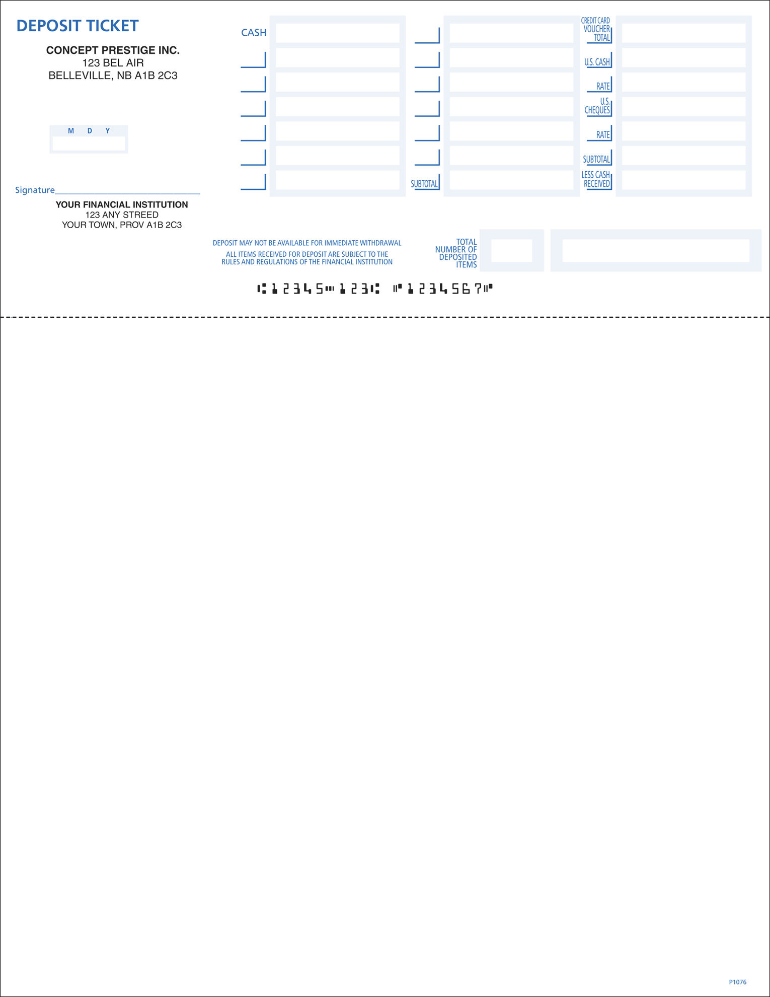 Laser Deposit Slip