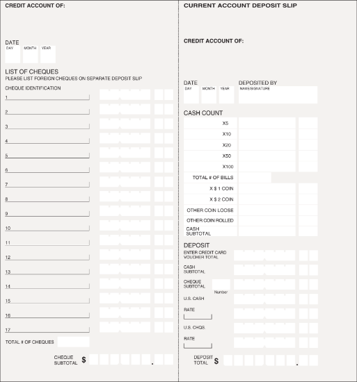 Manual Deposit Slip