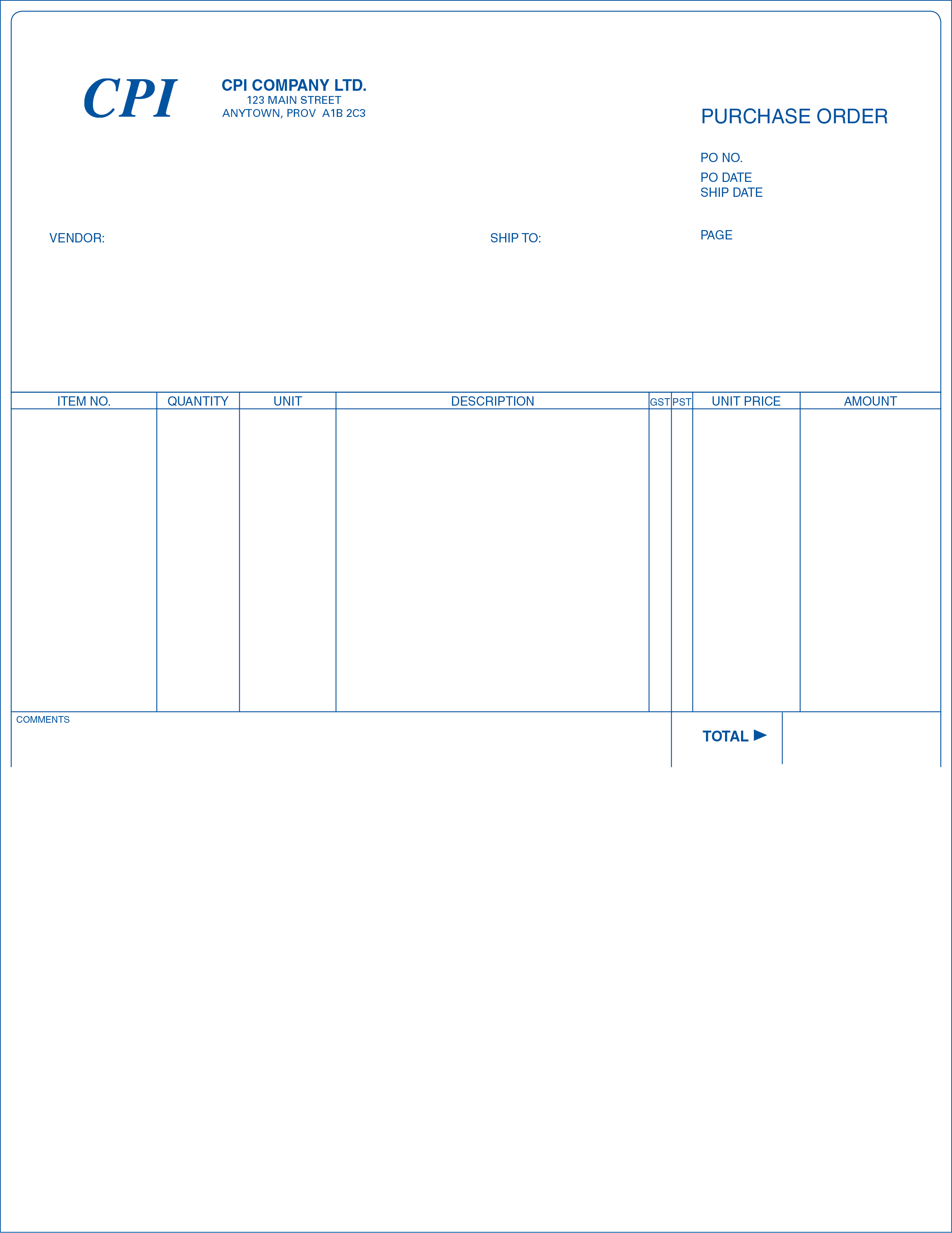 Purchase Order - Short Format