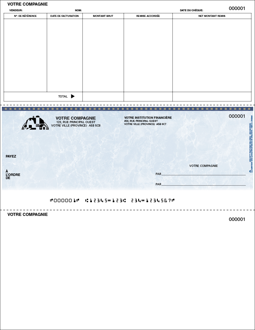 Chèque pour comptes fournisseurs