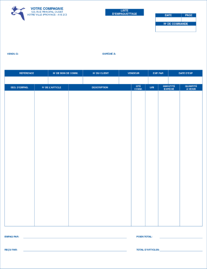 Liste d’empaquettage