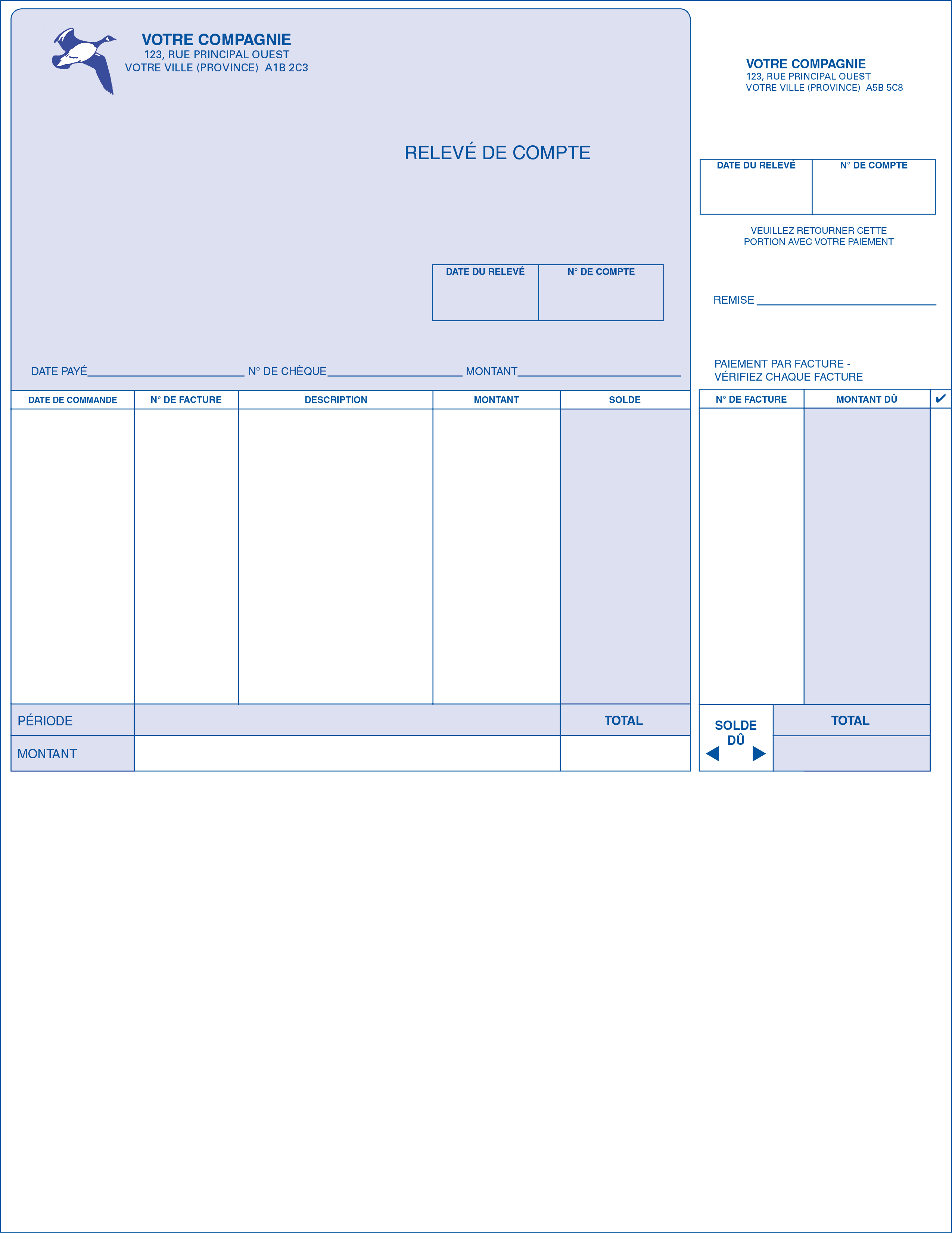 Relevé de compte - version courte